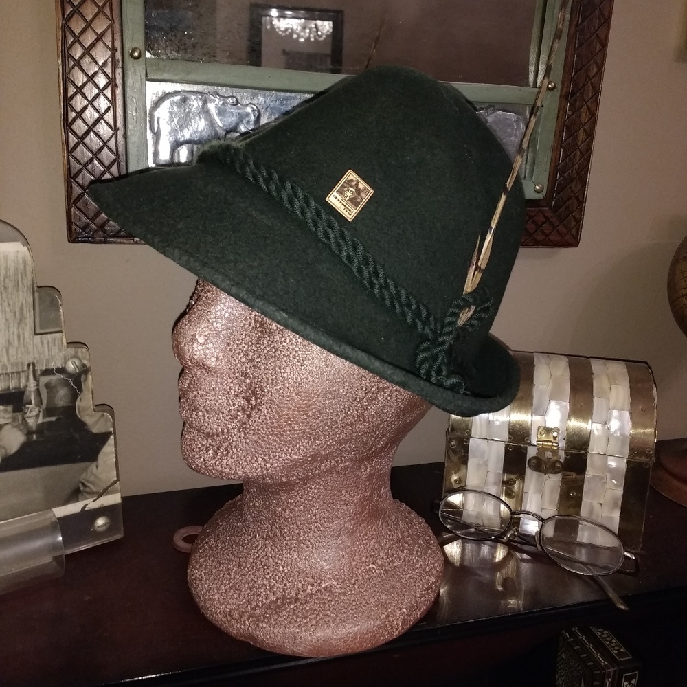 VINTAGE SWISS GREEN 100% WOOL FEDORA HAT